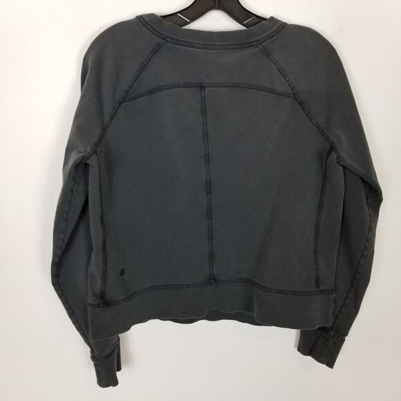 Lululemon Women Loop Back Crew Pullover Cropped Sweatshirt Sz 4 Gray - Picture 3 of 4